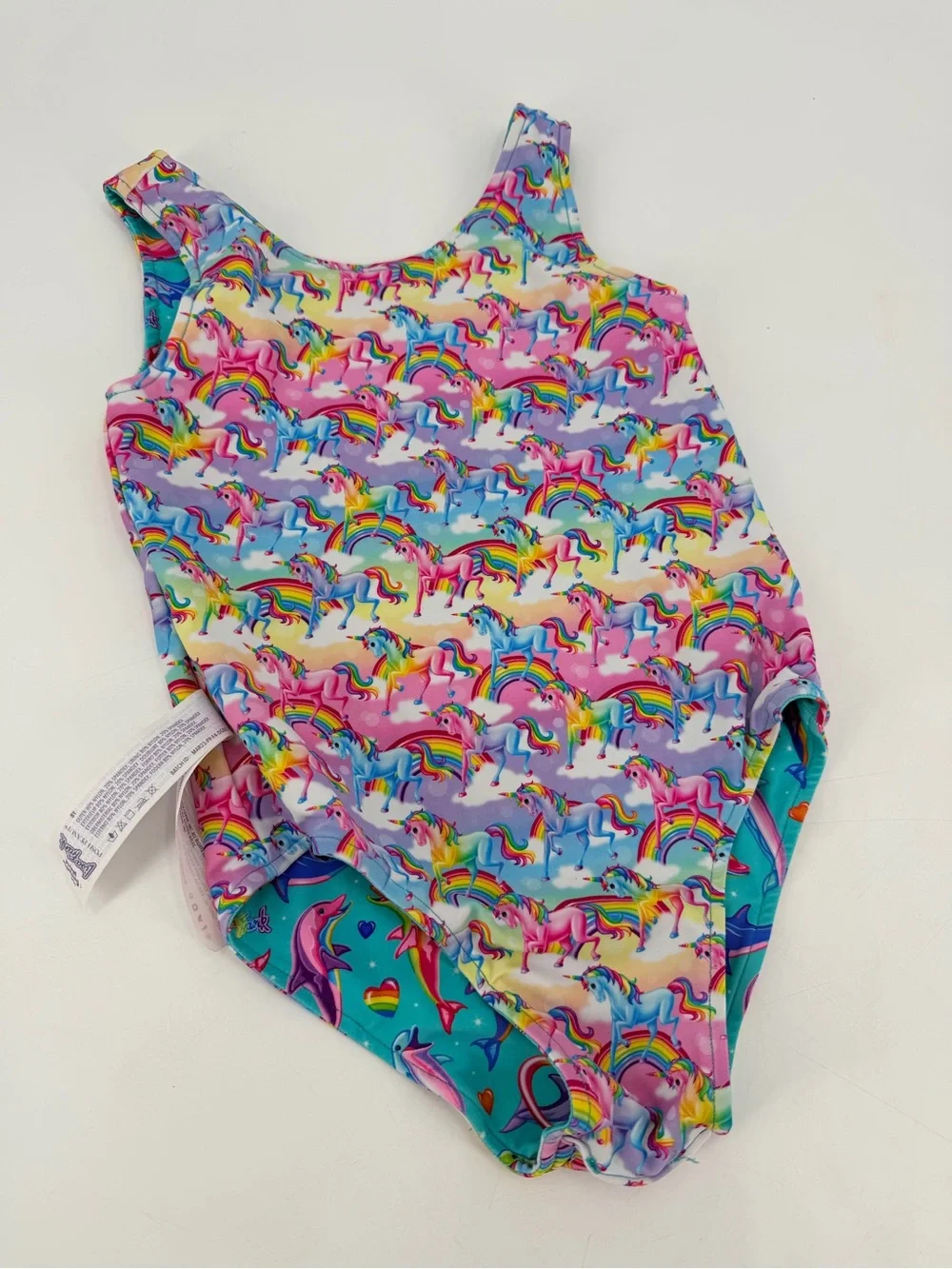 Posh Peanut X Lisa Frank Reversible Dolphin Markie Unicorn Swimsuit Swim Kids 8